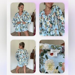 Vintage Spense Light Blue Floral Blouse cottagecore boho